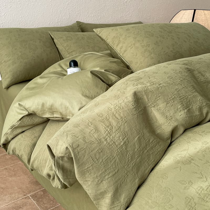 布団カバー セット 草の織り自然な風合い