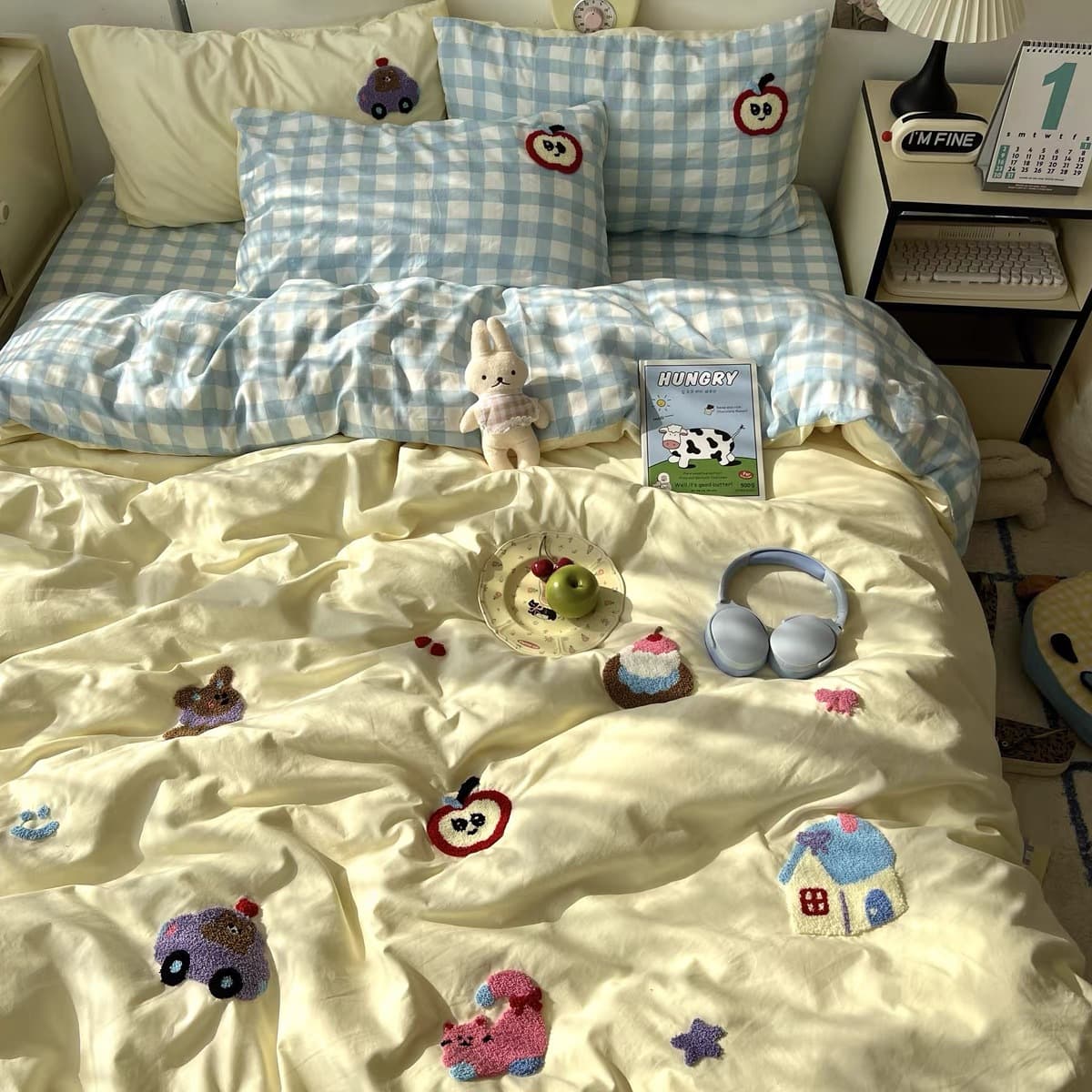 布団カバー 掛布団 おやすみ物語刺繍入り掛布団カバー